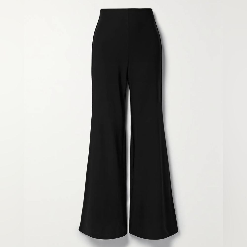 La Ligne Velvet-trimmed stretch-cady flared pants in black size large